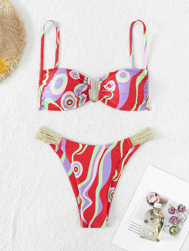 Ripple Pattern Bikini Set for Women