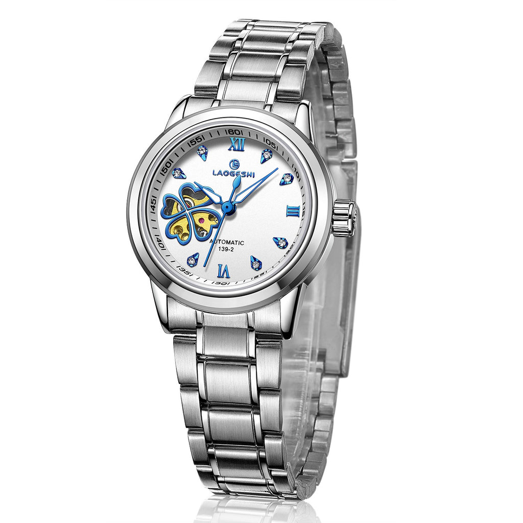 LAOGESH Women's Fully Automatic Mechanical Watch Fashion Hot Selling Night Glow Genuine Leather Steel Band Couple Watch