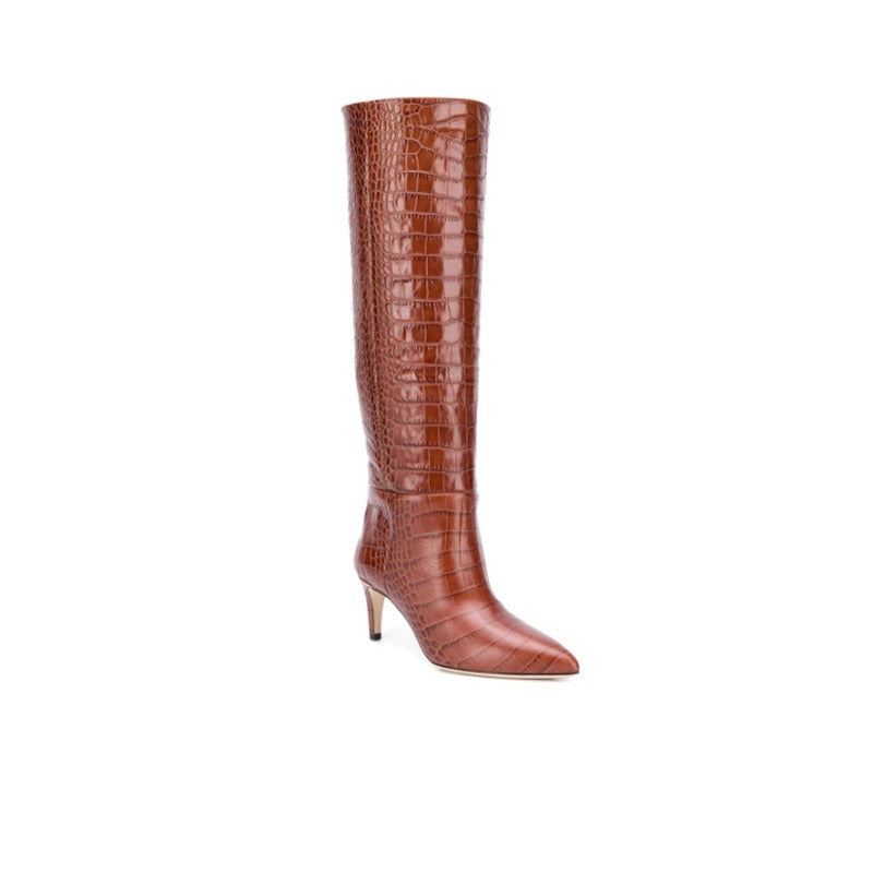 sexy high heels western boots fashion knee high boots women microfiber thin high heel long boots pointed toe autumn winter boots