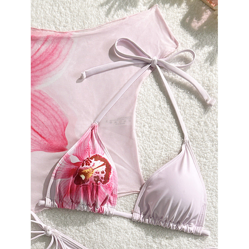 Printed Sleeveless Belted Bikini Set Swimwear for Women