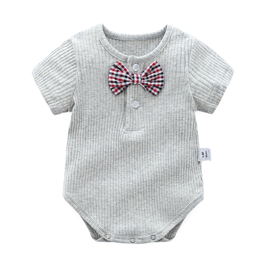 Round neck short sleeved summer baby jumpsuit