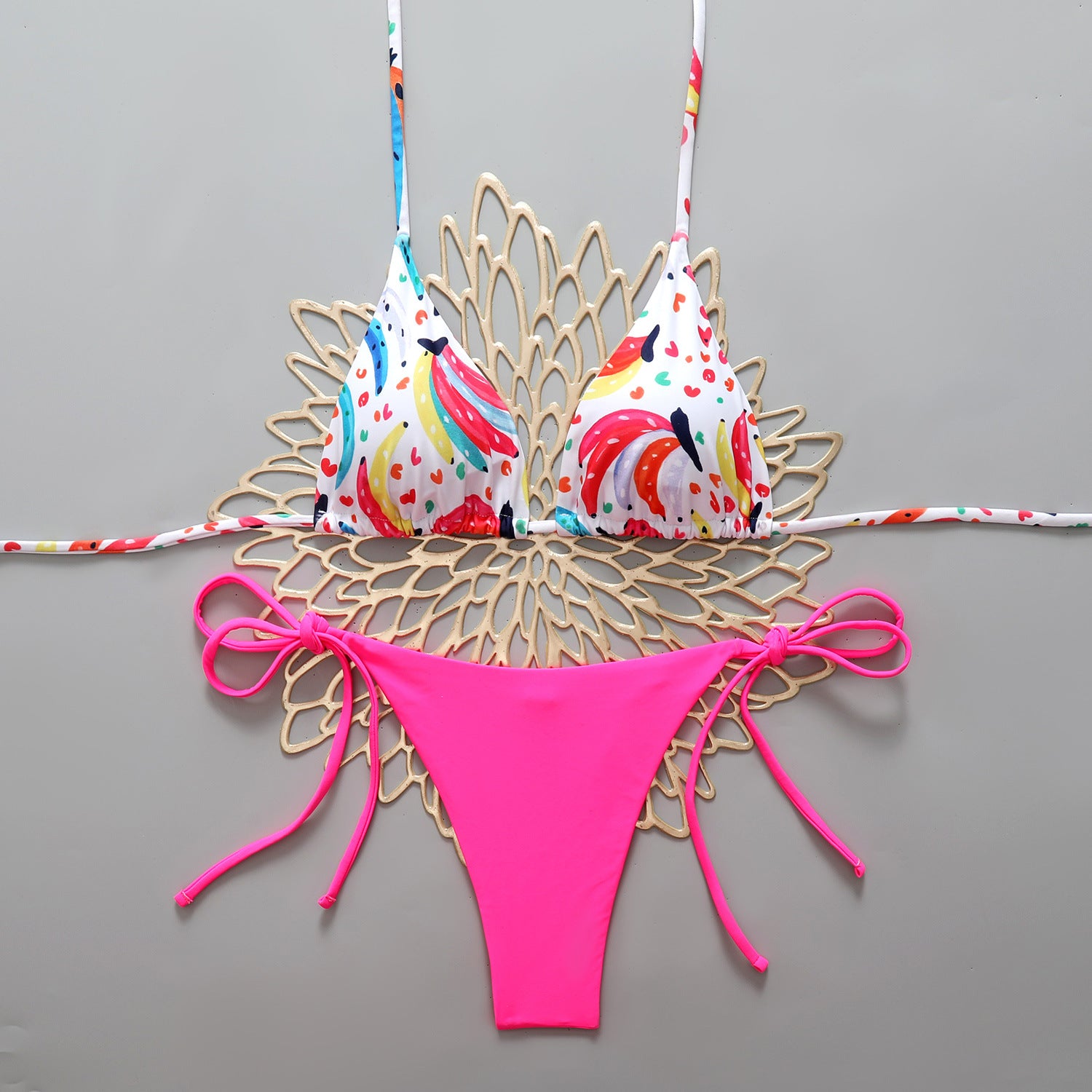 Bikini floral triangle strap swimsuit
