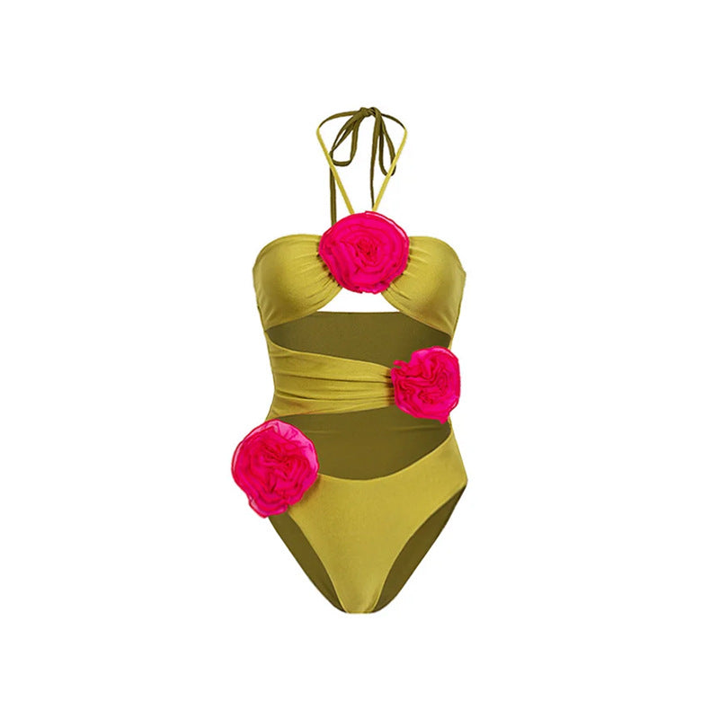 One-Piece Sleeveless A-Line Women's Swimwear Set for Vacation