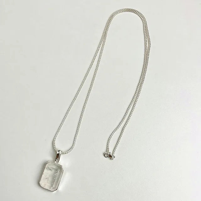 Luxury Large Square Crystal Necklace Cooper Alloy for Women Jewelry Trendy Vintage Charm  Accessories Sweater Chain