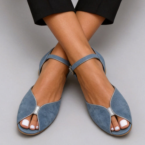 Casual flat bottomed fish mouth solid color suede women's sandals