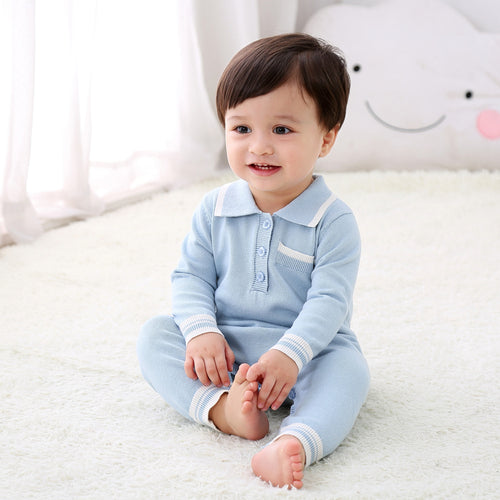 Collar long sleeved jumpsuit