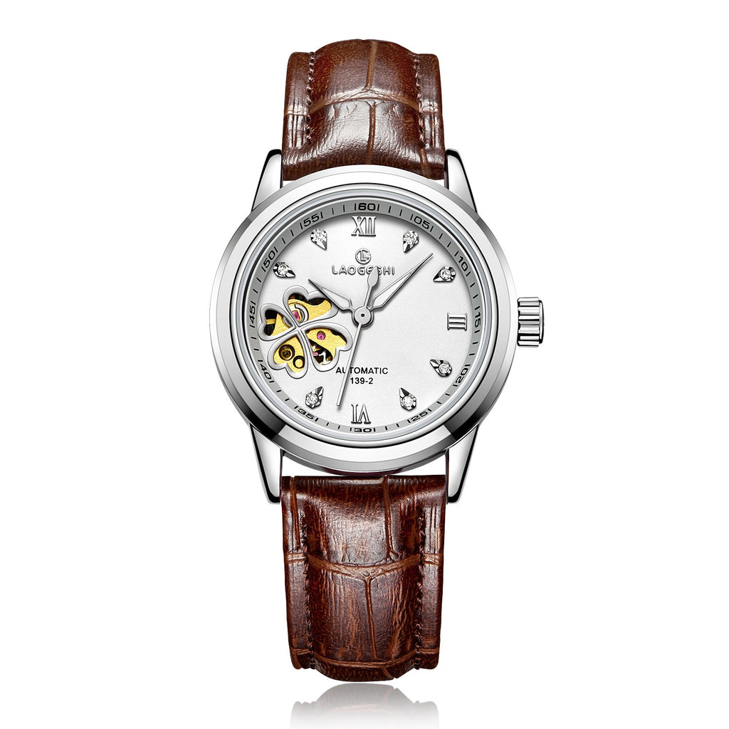 LAOGESH Women's Fully Automatic Mechanical Watch Fashion Hot Selling Night Glow Genuine Leather Steel Band Couple Watch