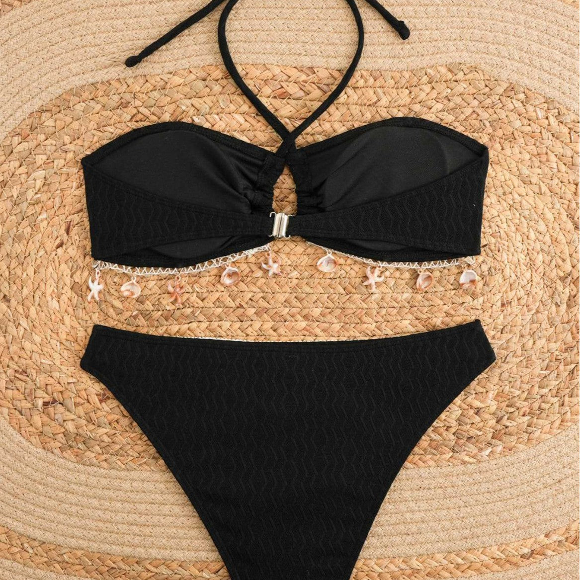 Hanging neck tassel pendant bikini swimsuit for women