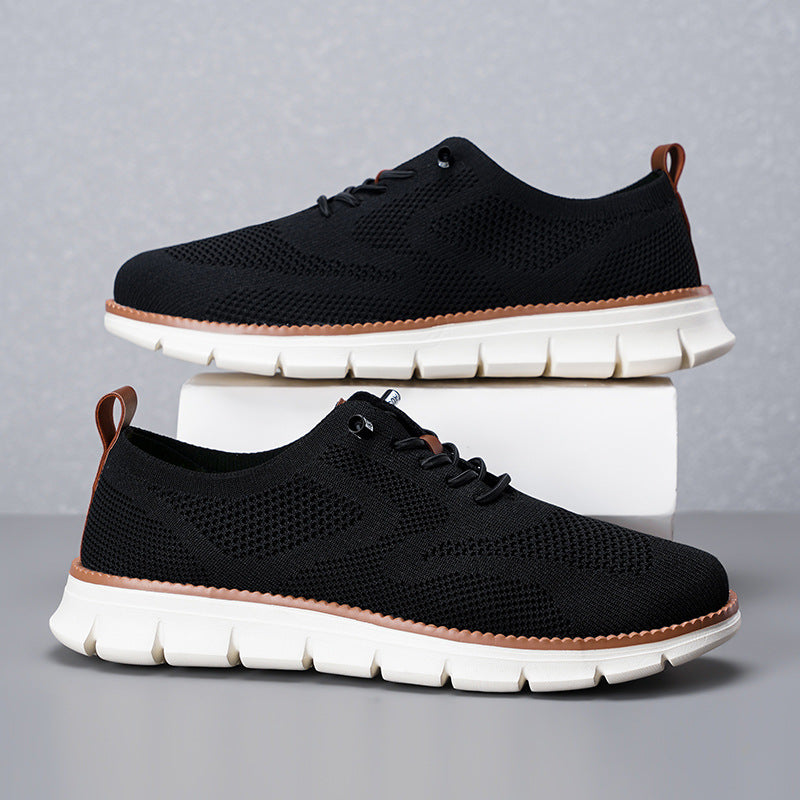 Lightweight lace up casual men's shoes breathable fly woven men's size