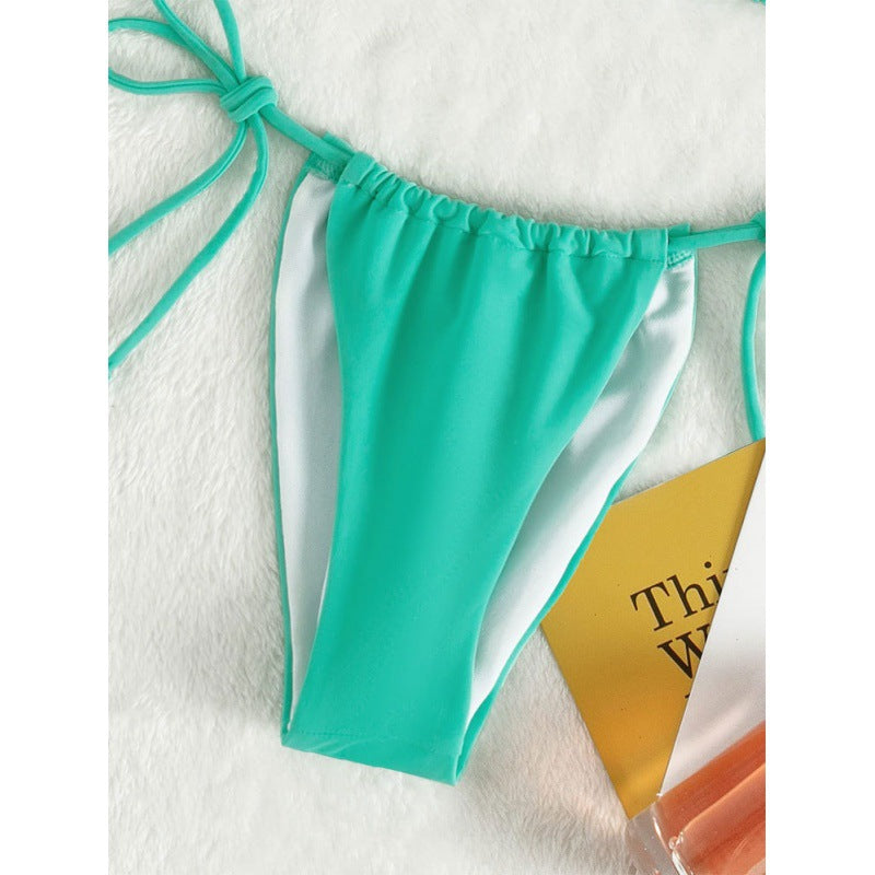 Solid Color Sleeveless Backless  Bikini Swimwear