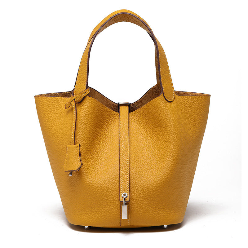 Head layer cowhide bucket bag women's leather high-end handbag
