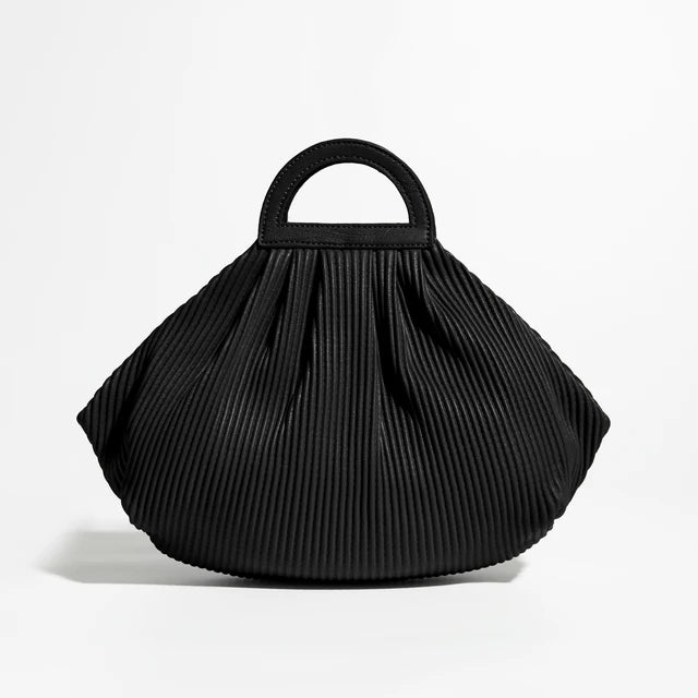 Winter Trend Women Pleated Dumpling Top Handle Purse Ruched Stylish Crossbody Bag Retro Solid Color Hasp Shoulder Handbag