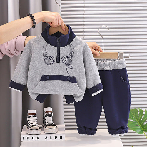 Baby casual hoodie long sleeved two-piece set