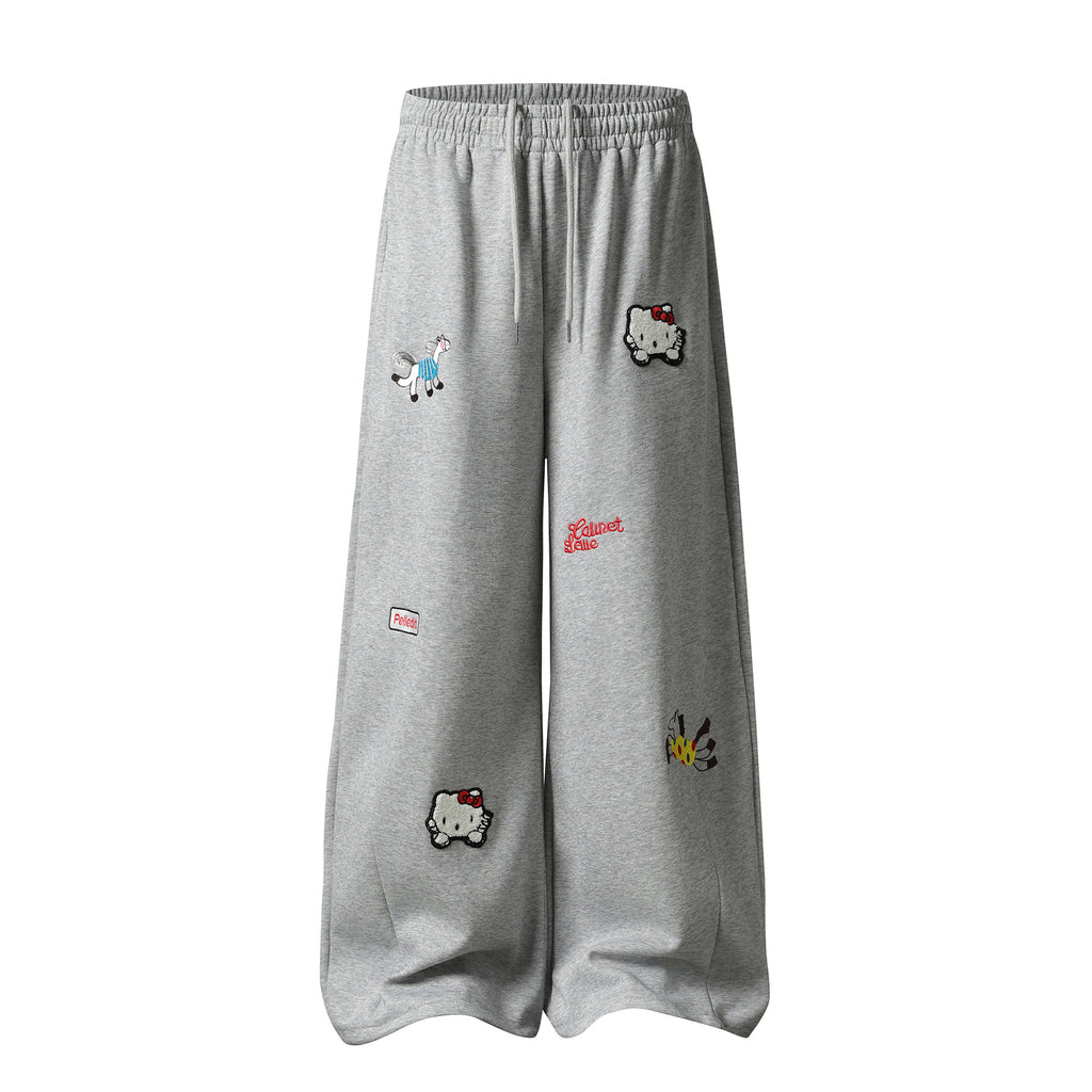 Loose Personality Street Style Sweatpants Cargo Stripe Wide Leg Long Pants for Women