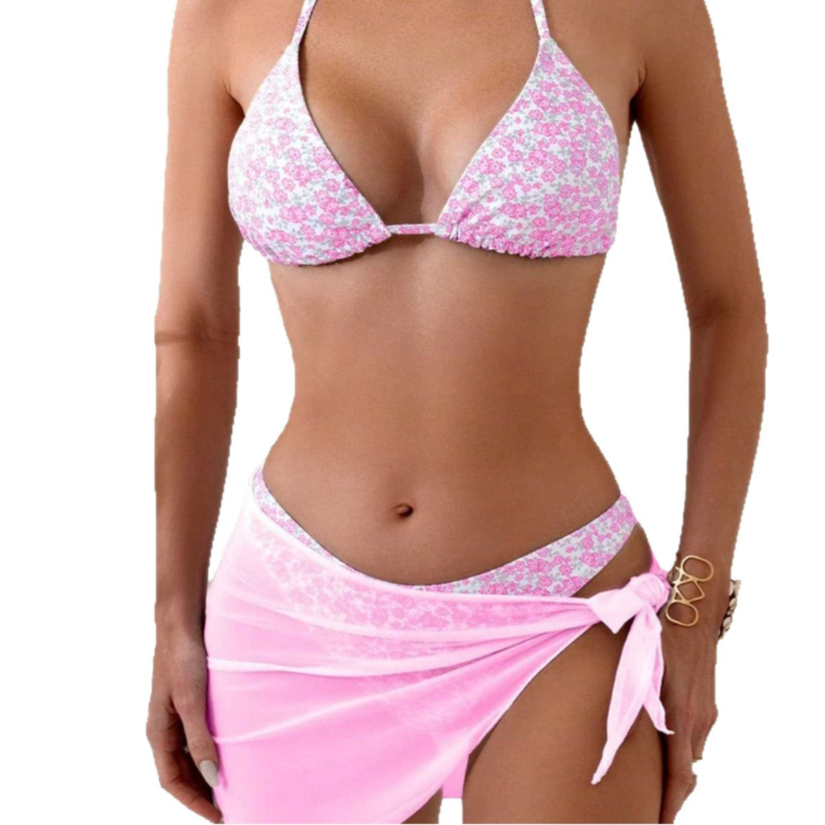 Printed 3-piece split bikini set