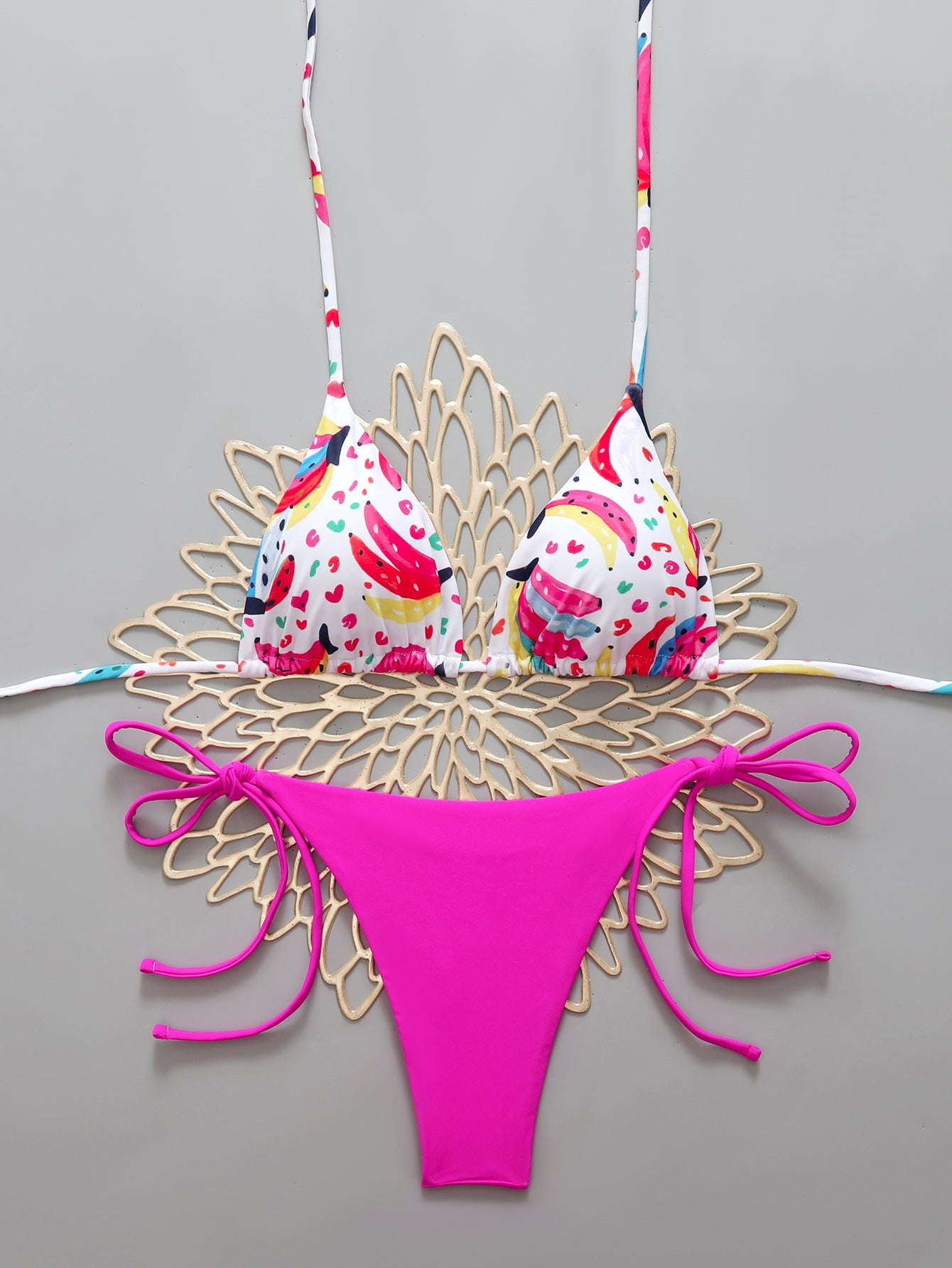 Bikini floral triangle strap swimsuit