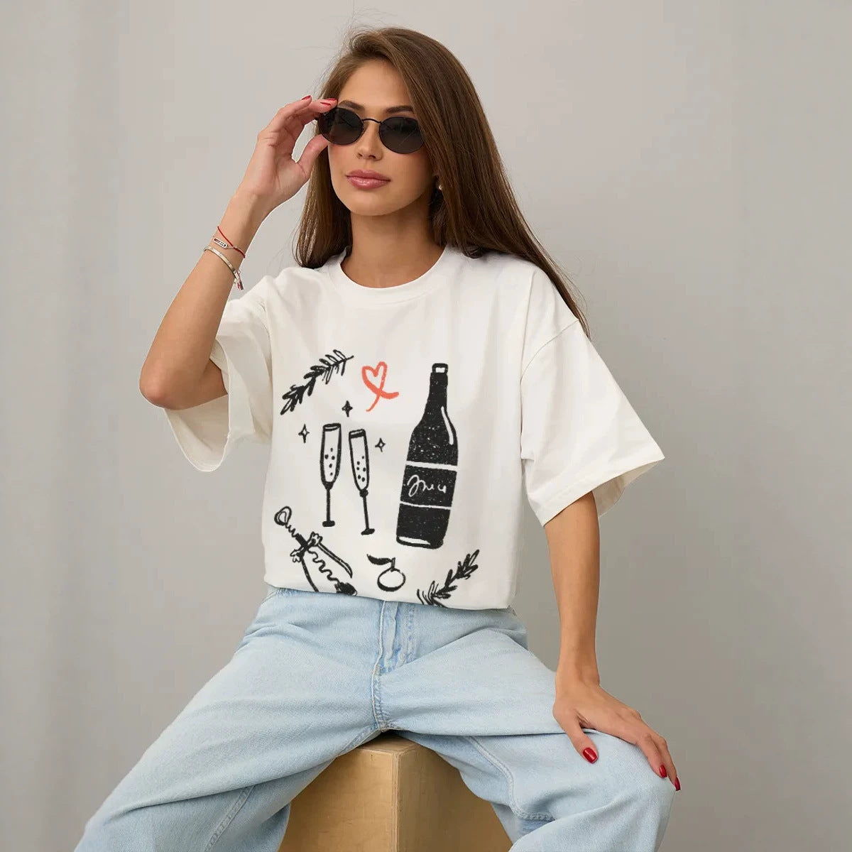 Short sleeved round neck T-shirt top