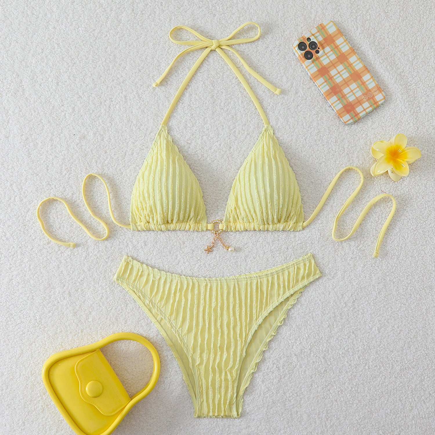 Solid color bikini swimsuit