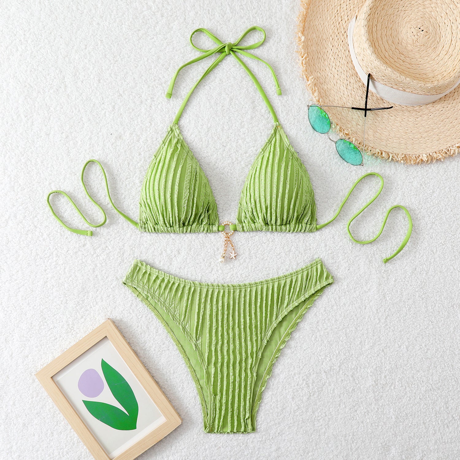 Solid color bikini swimsuit