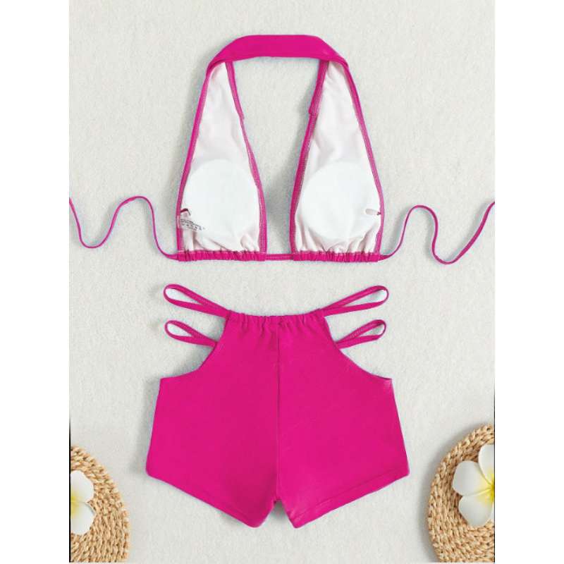 High waisted hollowed out bikini swimsuit for women