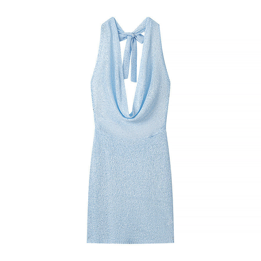 Spicy girl hanging neck V-neck sequined dress
