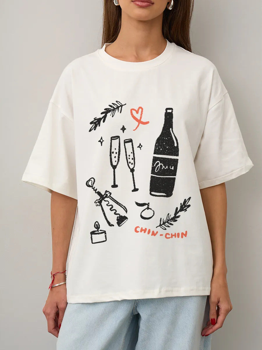 Short sleeved round neck T-shirt top
