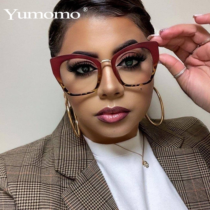 New Large Frame Personality 395 Anti-Blue Light Glasses Su Yan Net Red Swing Shot Flat Glasses Sunglasses