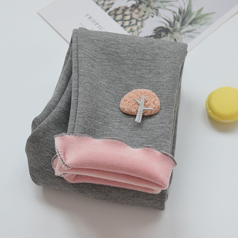 Plush girls' leggings