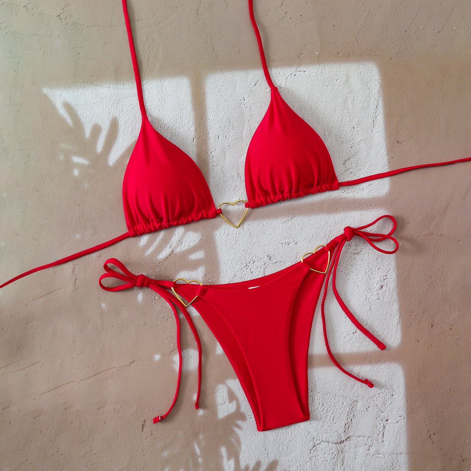 Printed neck hanging suspender bikini