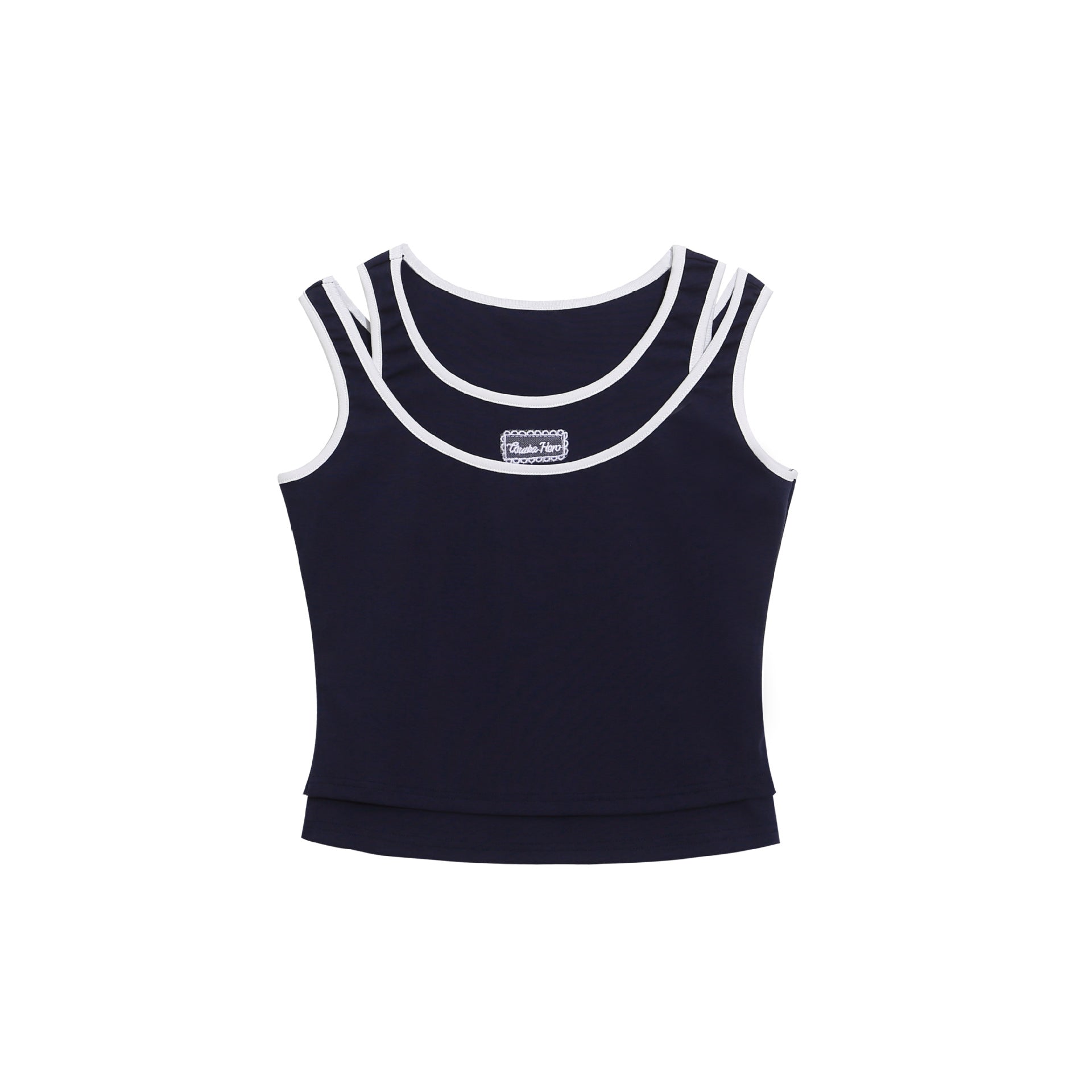 Mock Two-Piece Vest for Women, Double Strap Design, Slim Fit, Short Crop Top