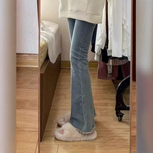 Blue Plus Size High Waist Slimming Pear Shape Elastic Pants Trendy