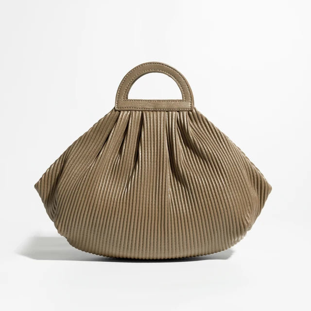 Winter Trend Women Pleated Dumpling Top Handle Purse Ruched Stylish Crossbody Bag Retro Solid Color Hasp Shoulder Handbag