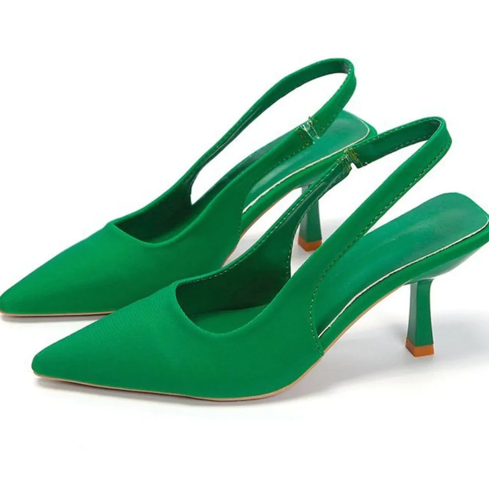 Point Toe Kitten Heel Slingback Pumps