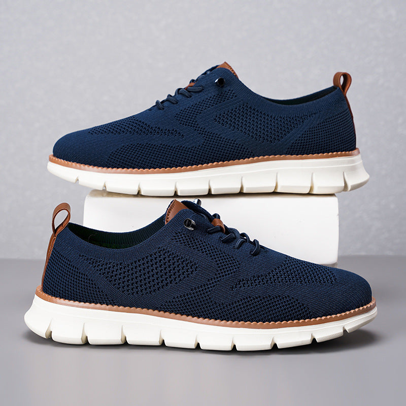 Lightweight lace up casual men's shoes breathable fly woven men's size