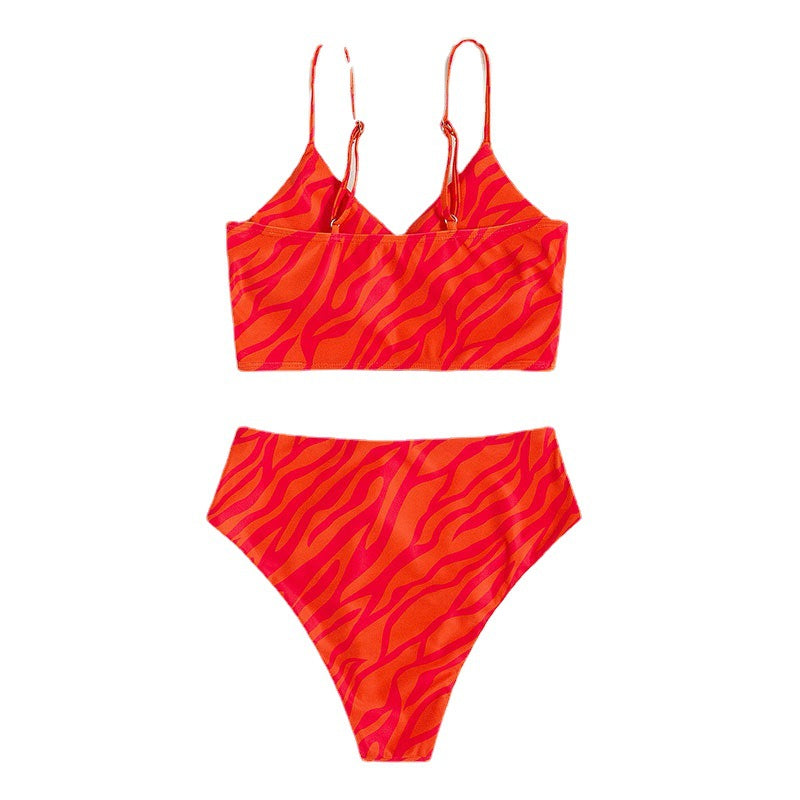 High-Waisted Two-Piece Bikini Set with Print