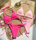 Solid Color Tie-up Bikini Women's Swimwear