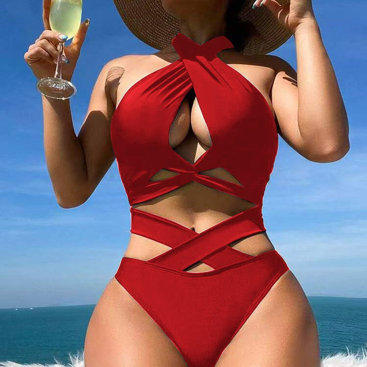 Bikini women's neck hanging cross split