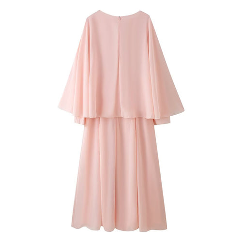 Commuting style loose and elegant long sleeved shawl dress