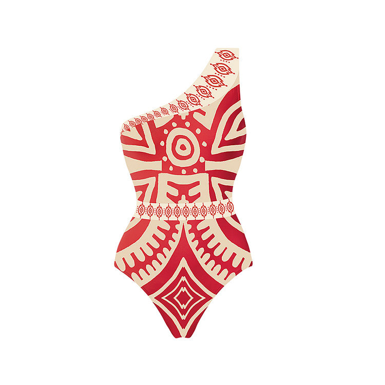 Off-Shoulder One-Piece Swimsuit for Women with Beach Pants