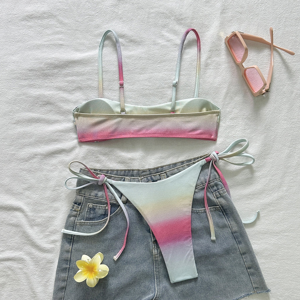 Print Two-Piece Strap Bikini Swimwear Set