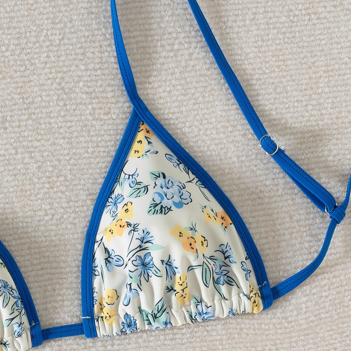 Small floral triangle sexy bikini split swimsuit