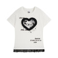 Short Sleeve T-Shirt for Women with Lace Trim Hem, Color-Blocked Edge