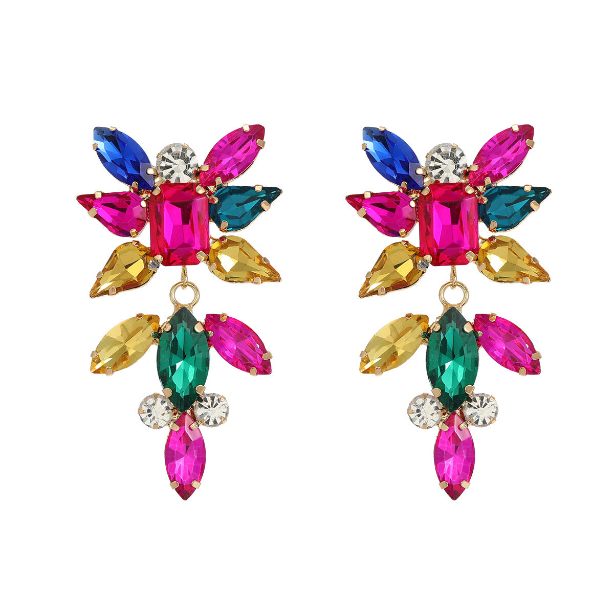 New Boutique 2Colors Glass Rhinestone Dangle Earrings For Women Jewelry Fashion Show Ear's Accessories