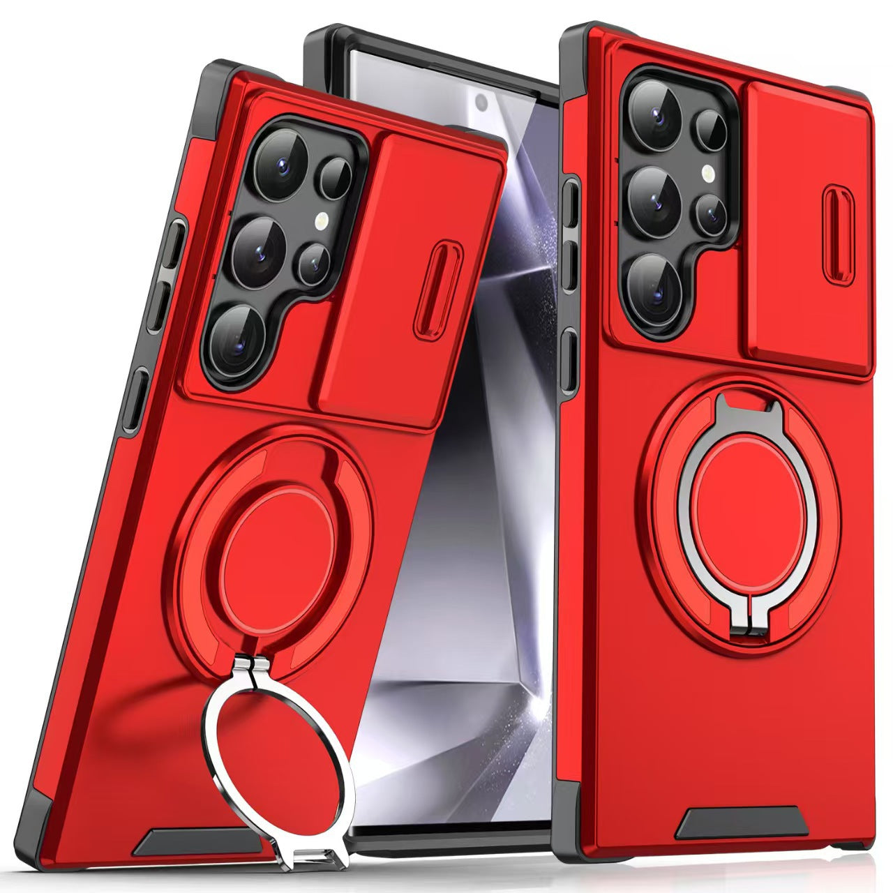 Samsung S26 Ultra Magnetic Rotating Car Mount Phone Case A17 Lens Flip Cover S25 Shockproof