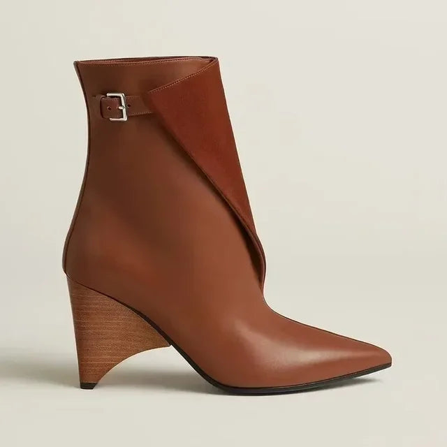 Autumn and Winter Women's Fashionable Knee High Boots, Pointed and Thick High-heeled Knight Boots 34-43 Mid Length Boots