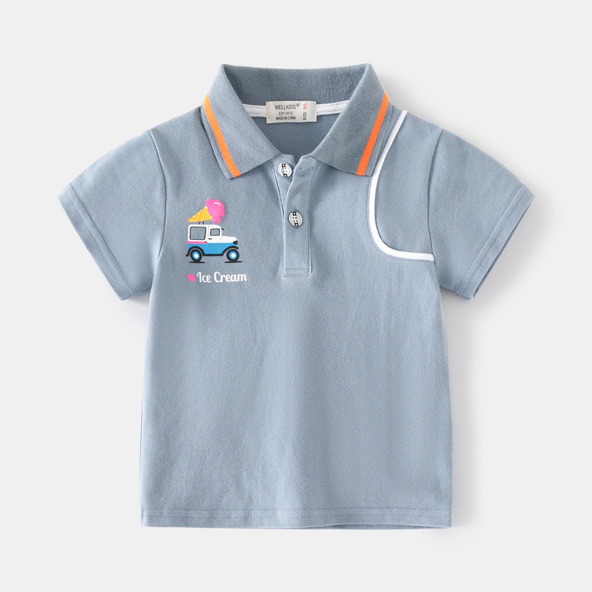 Cartoon Print Boys' Fashion Short Sleeve Cotton Polo Shirt for Kids