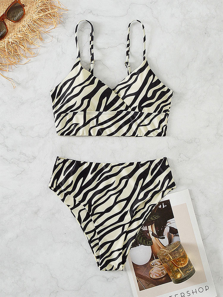 High-Waisted Two-Piece Bikini Set with Print