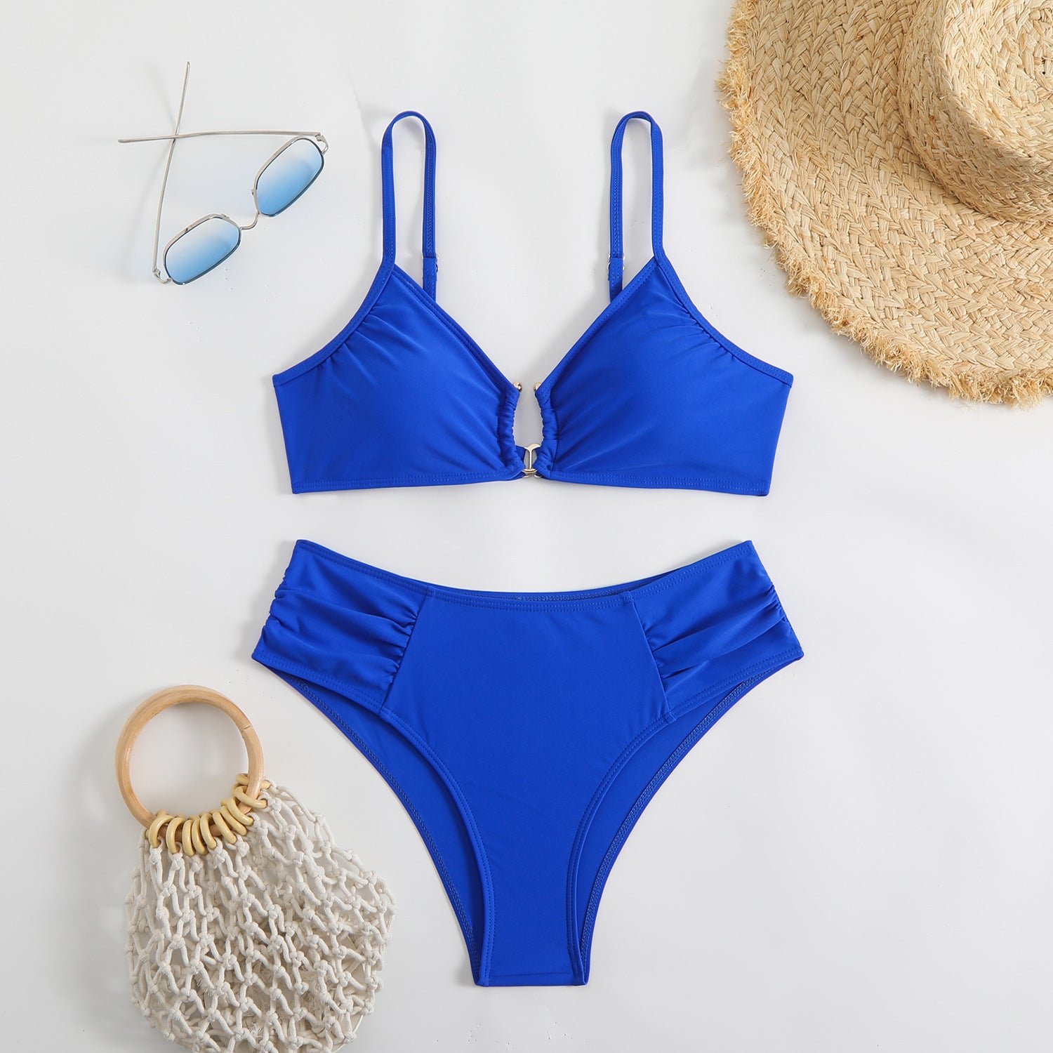 Solid color triangle bikini swimsuit