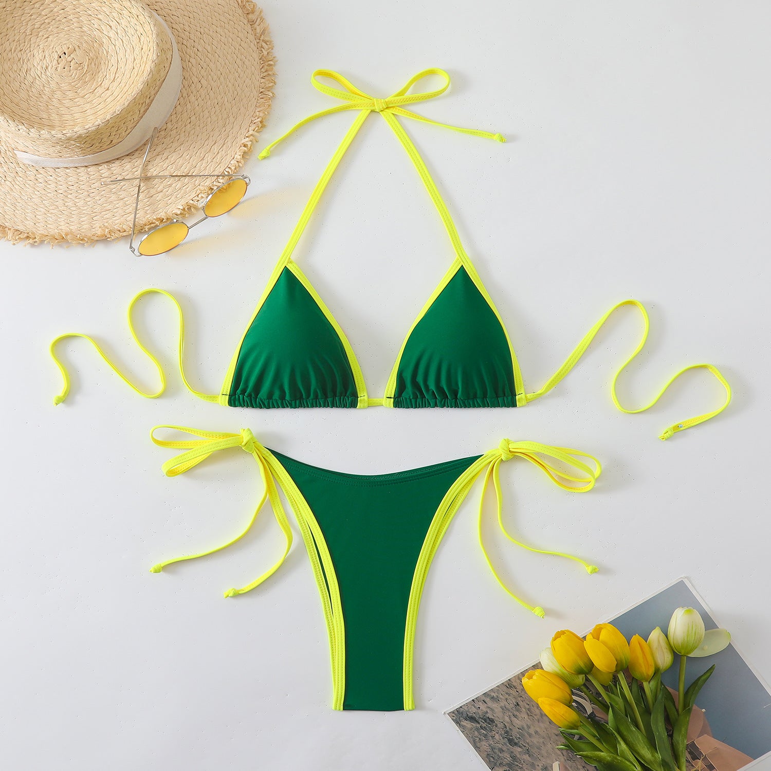 Bikini swimsuit tie three-point style