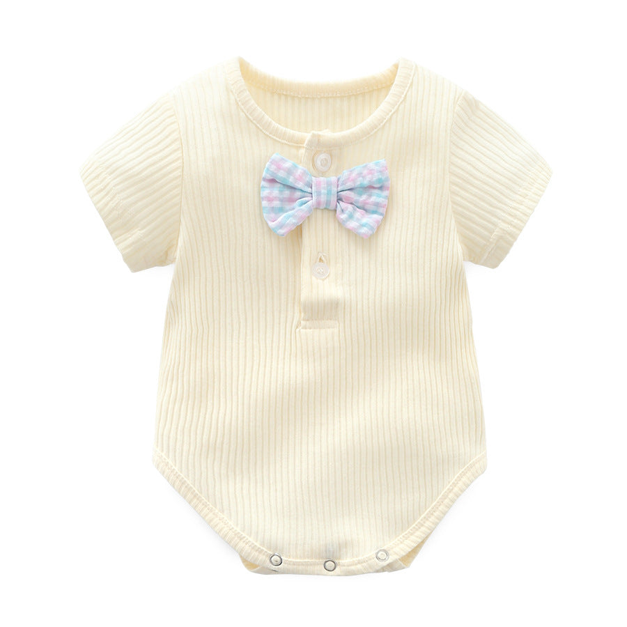 Round neck short sleeved summer baby jumpsuit